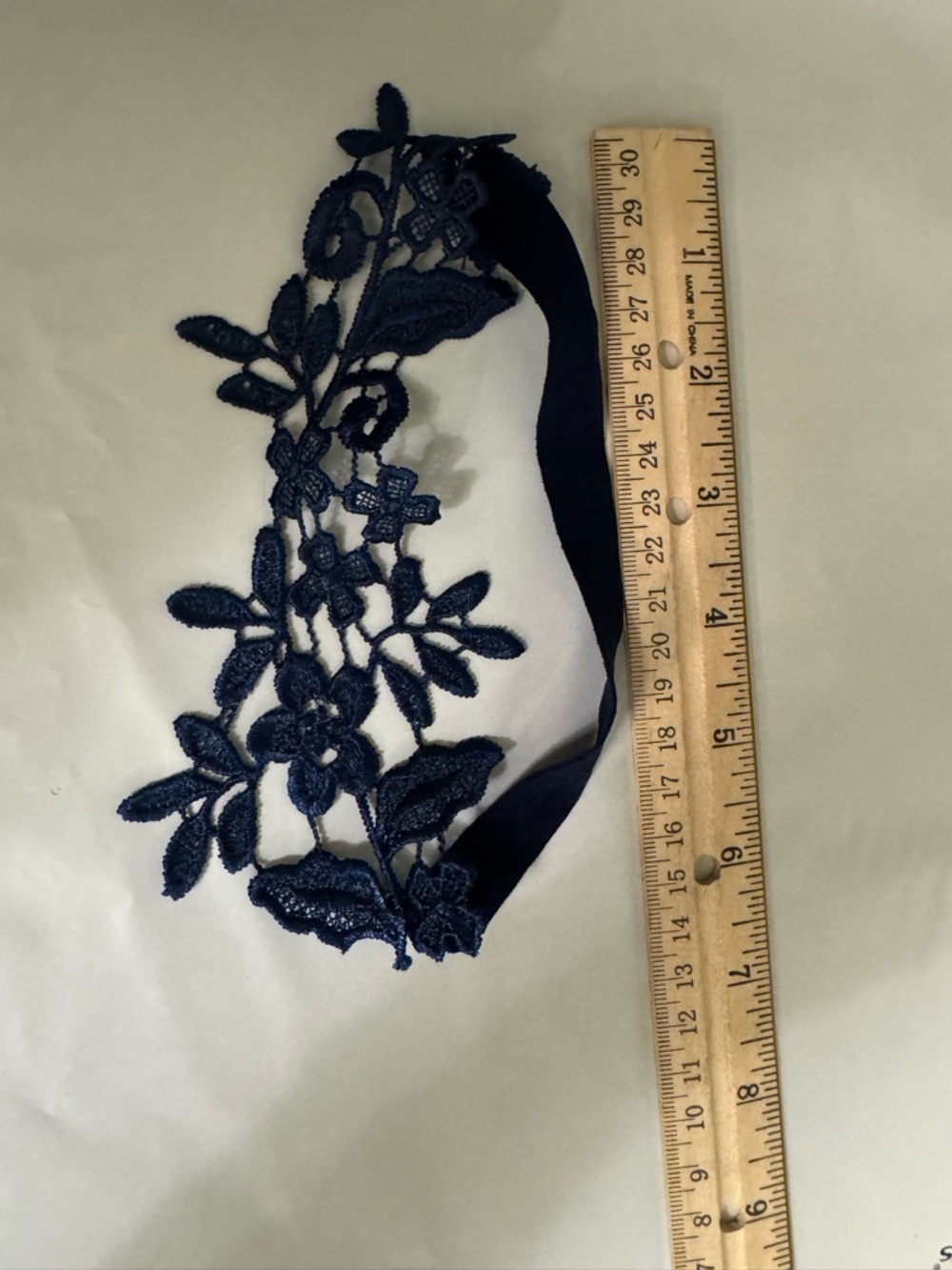 Navy Floral Lace Ribbon Headband